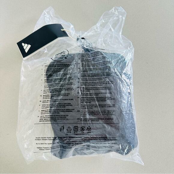 NEW ADIDAS Black White AG Packable Fold Up Backpack Zip Travel Pouch Bag Carryon - Picture 7 of 14